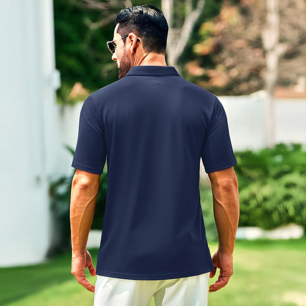 Men's Cotton Polo Shirts - Breathable Short Sleeve Golf Tee
