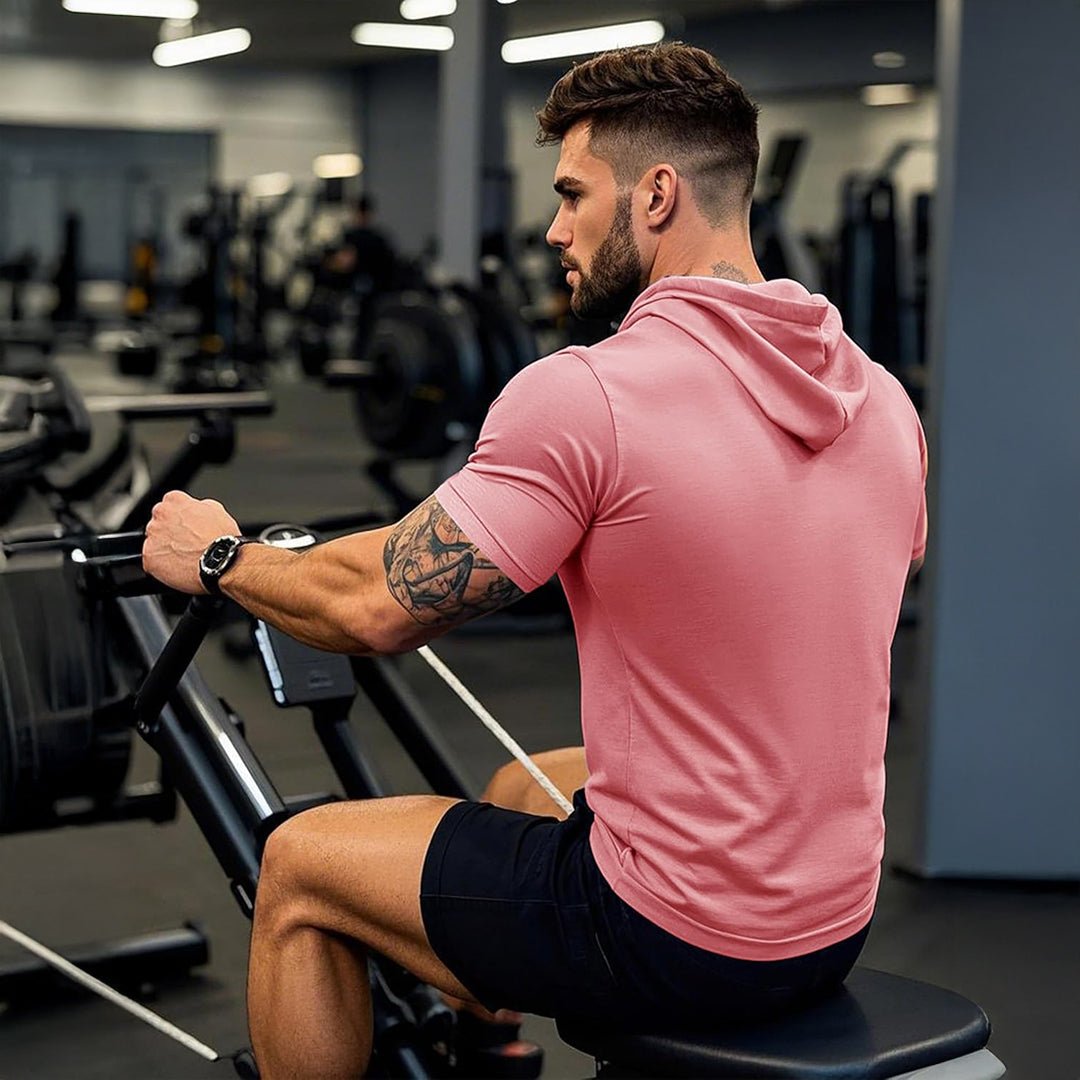 Mens Fashion Athletic Hoodies T-shirt Sport Sweatshirt Solid Color
