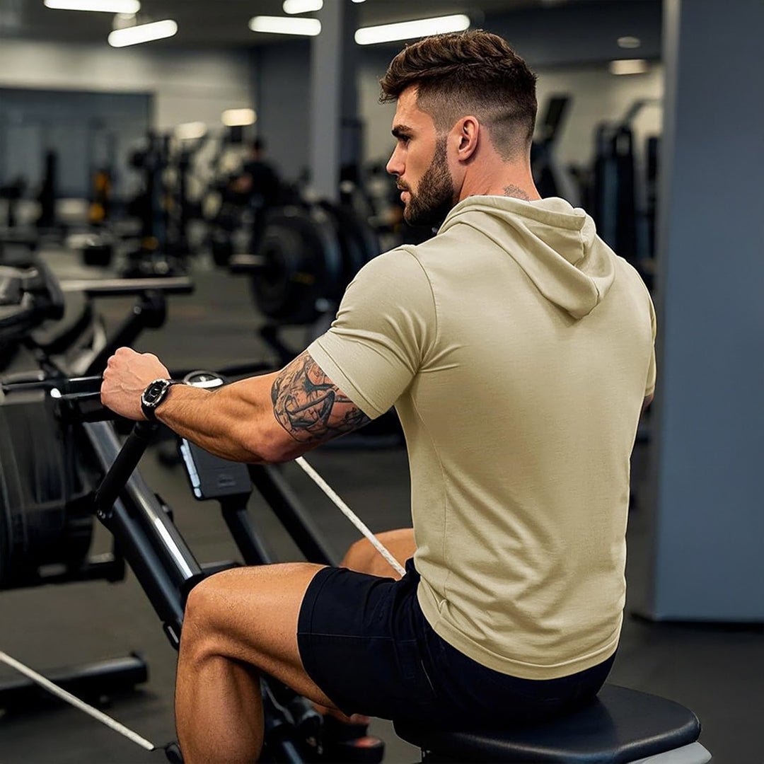 Mens Fashion Athletic Hoodies T-shirt Sport Sweatshirt Solid Color