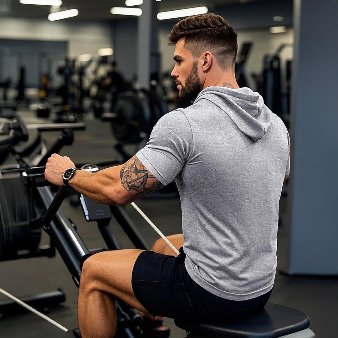 Mens Fashion Athletic Hoodies T-shirt Sport Sweatshirt Solid Color