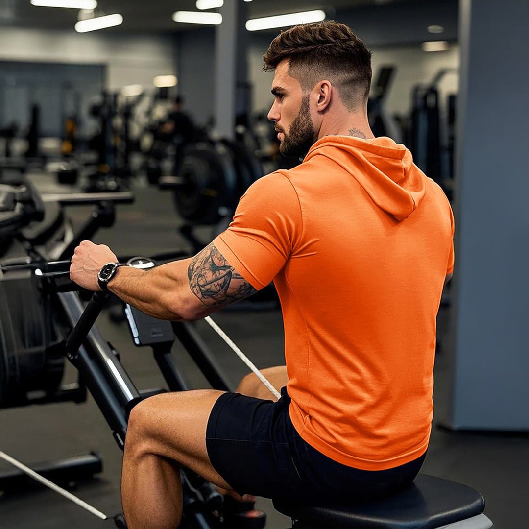 Mens Fashion Athletic Hoodies T-shirt Sport Sweatshirt Solid Color